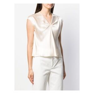 VINCE. Silk V Neck Popover Blouse